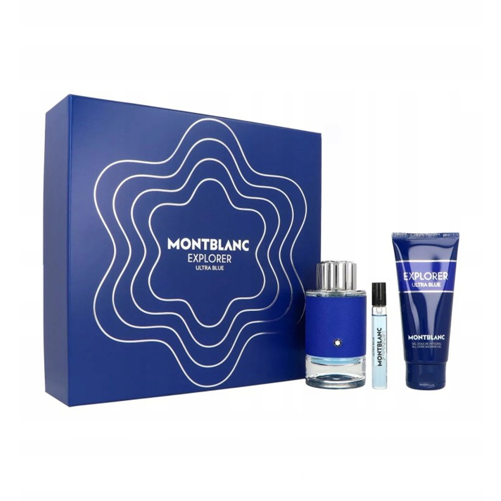 Уцінка! Парфумований набір чоловічий Montblanc Explorer Ultra Blue (парфумована вода, 100 мл + гель для душу, 100 мл + парфумована вода, 7.5 мл)